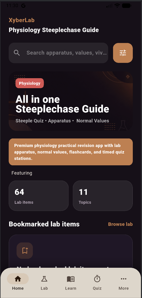 XyberLab home screen