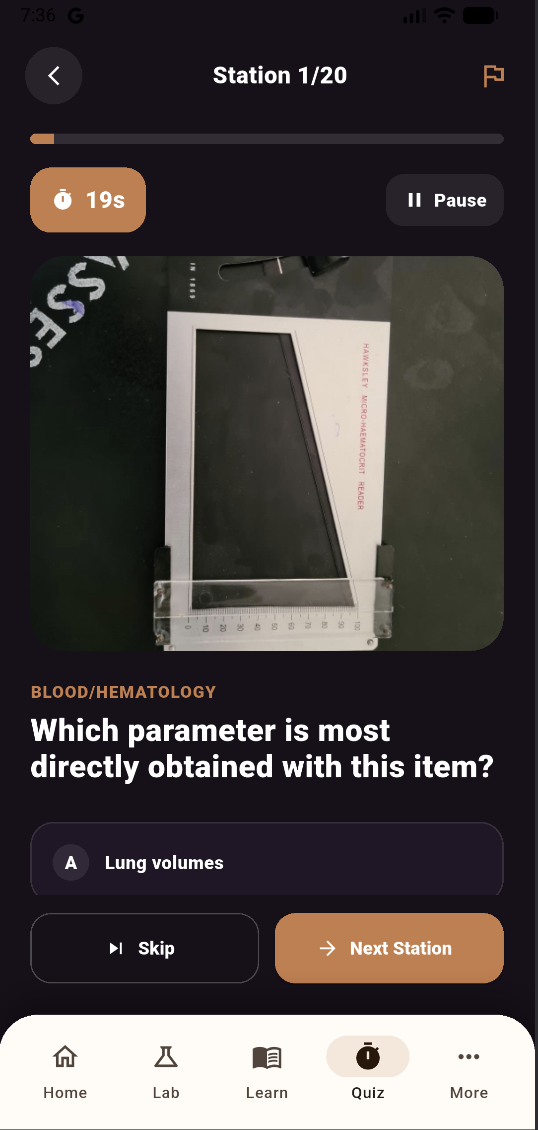 XyberLab quiz station screen